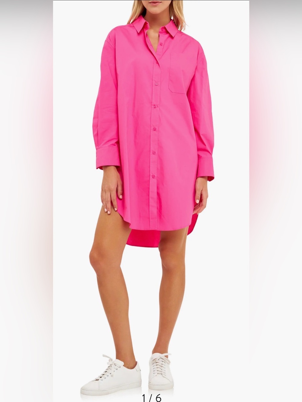 ENGLISH FACTORY NWT Fuchsia Button Front Shirt Dress Size Small